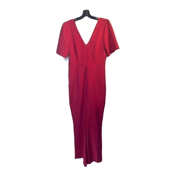 socialite Deep Surplice Neck Flutter Sleeve Jumpsuit - Picture 9 of 14